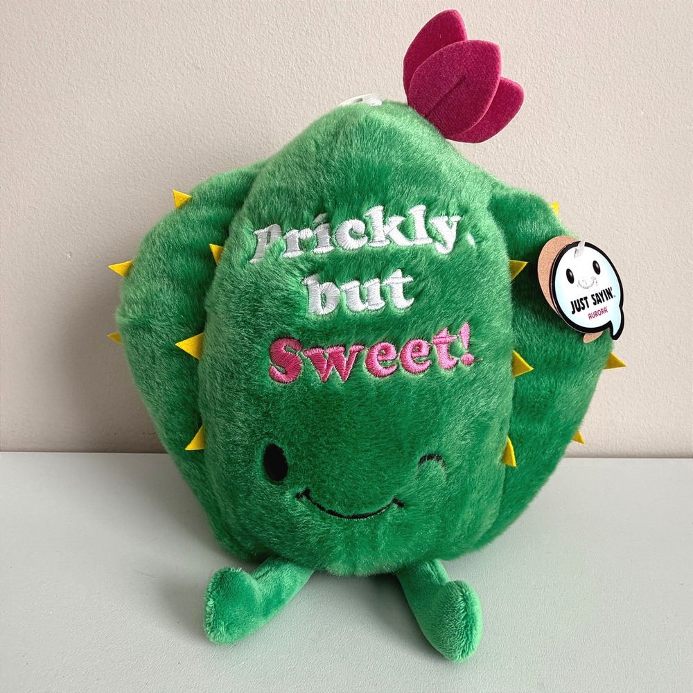 Aurora Just Sayin Prickly But Sweet Cactus Plush Green Winking Flower 9" NWT